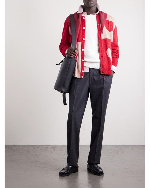 Bode Red Hearts Lamé Cardigan for men