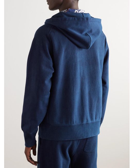 Blue Blue Japan Blue Indigo-dyed Cotton-jersey Hoodie for men