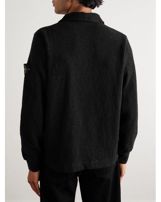 Stone Island Oberteil aus Baumwoll-Jersey mit Polokragen und Logodetail in Black für Herren