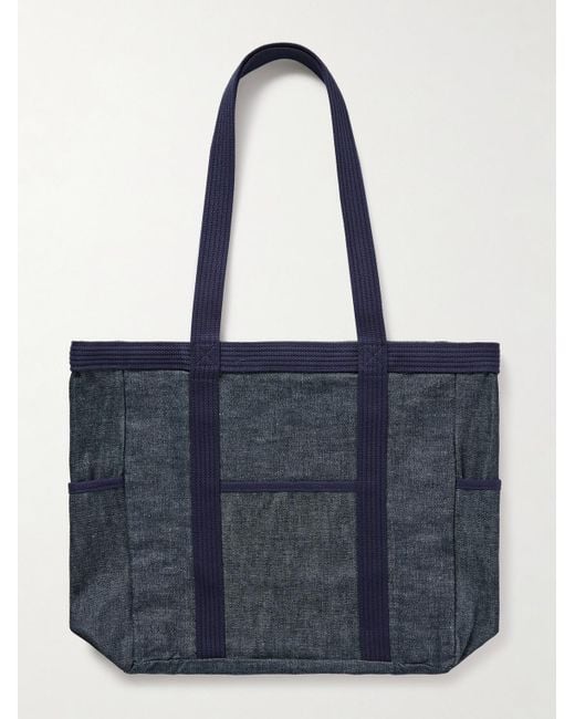 Neighborhood Blue Canvas-Trimmed Logo-Print Denim Tote Bag for men