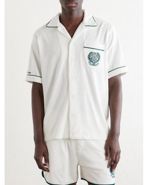 Polo Ralph Lauren White Wimbledon Logo-Embroidered Cotton-Blend Terry Shirt for men