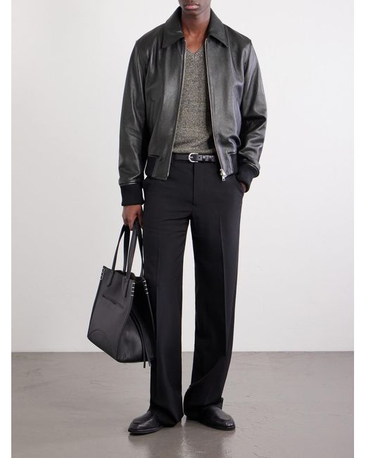 AMI Black Leather Jacket for men