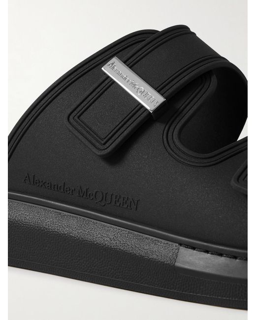 McQueen Black Exagerrated-Sole Rubber Slides for men