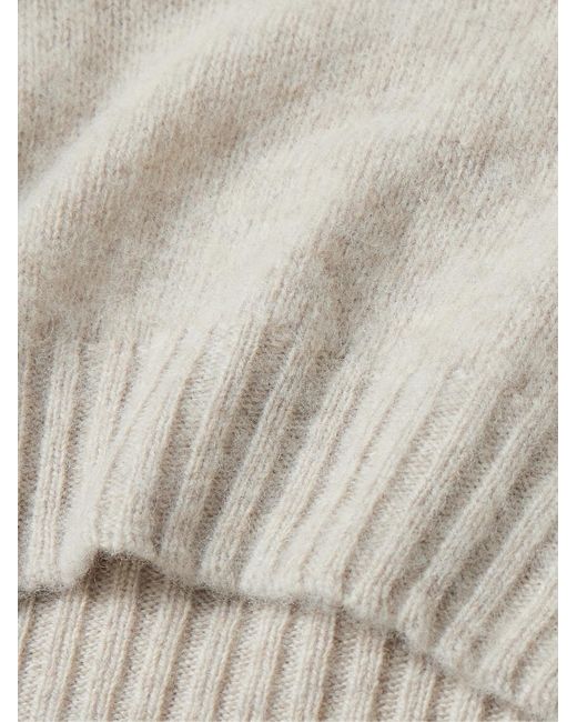 Drake's Pullover aus gebürsteter Shetland-Schurwolle in White für Herren