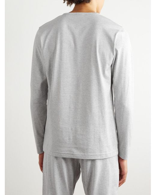 Handvaerk White Cotton-Jersey Henley Pyjama T-Shirt for men