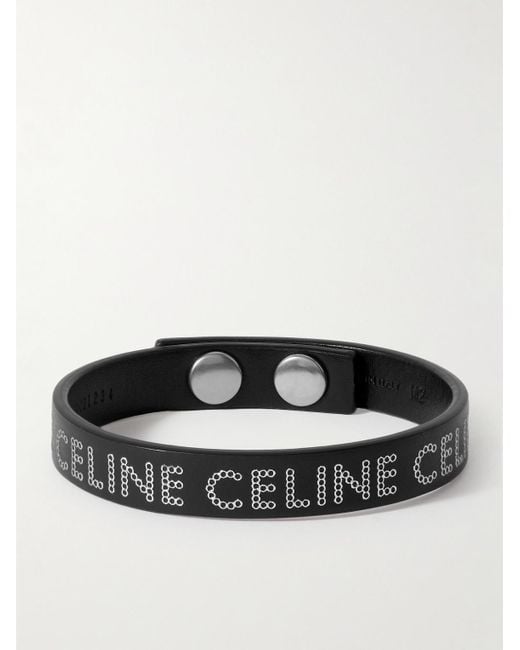 Céline Black Studded Leather Bracelet for men