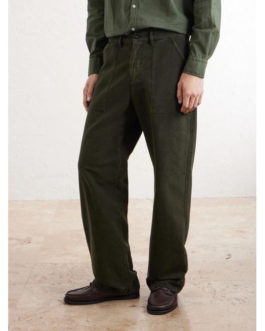 Massimo Alba Green New Regata Straight-Leg Brushed Cotton Trousers for men