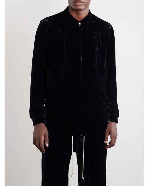 Rick Owens Blue Fogpocket Velour Jacket for men