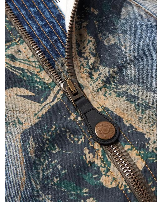 Acne Blue Padded Printed Recycled-denim Bomber Jacket for men