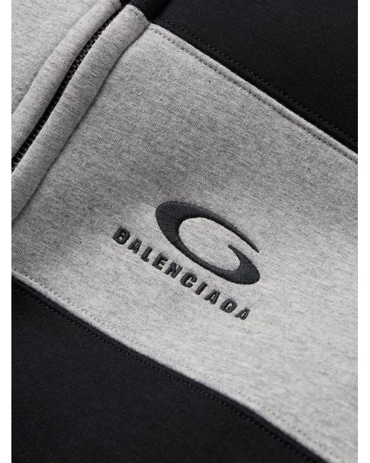 Balenciaga Black Logo-Embroidered Colour-Block Cotton-Jersey Hoodie for men