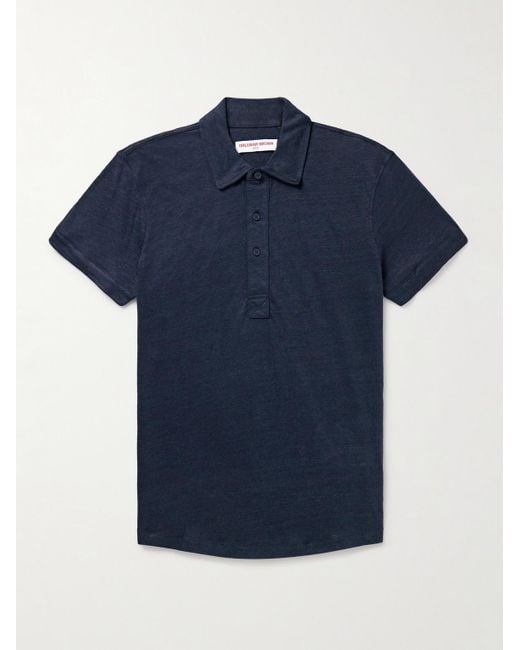 Orlebar Brown Blue Sebastian Slim-Fit Linen-Jersey Polo Shirt for men