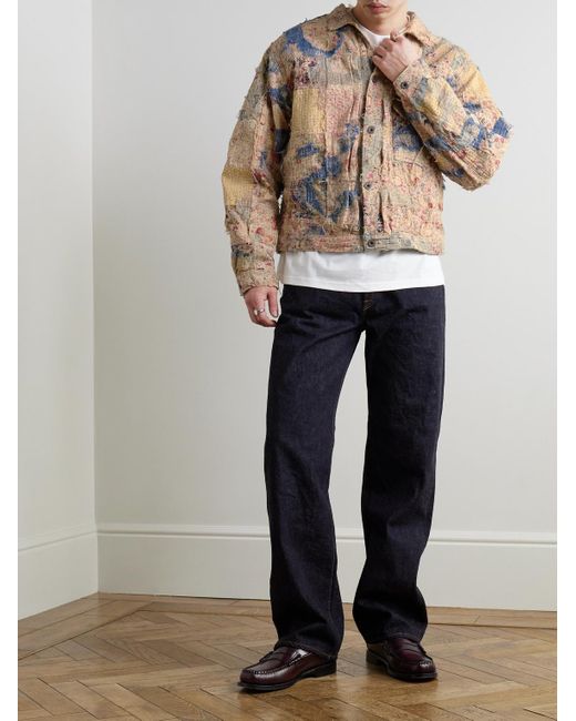 Kapital Natural Boro Distressed Patchwork Cotton And Linen-Blend Jacket for men