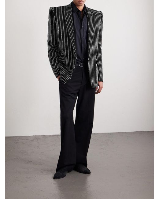 Balmain Black Bead-Embellished Woven Blazer for men