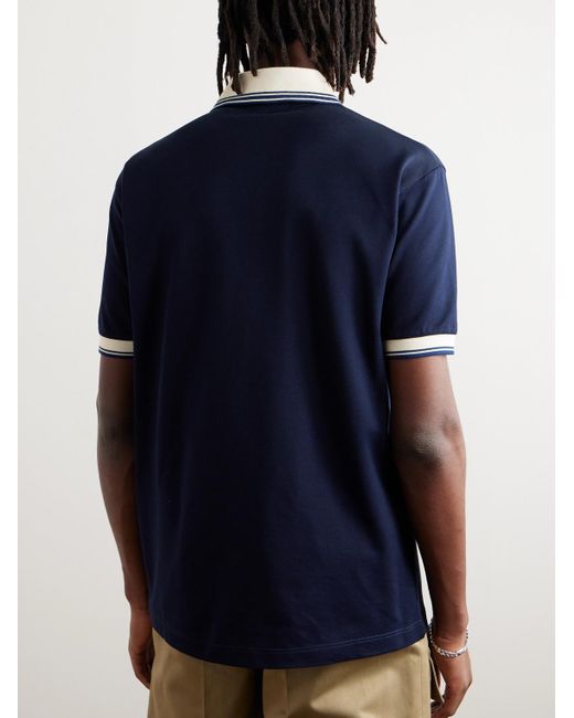Gucci Blue Cotton Polo Shirt With Interlocking G for men