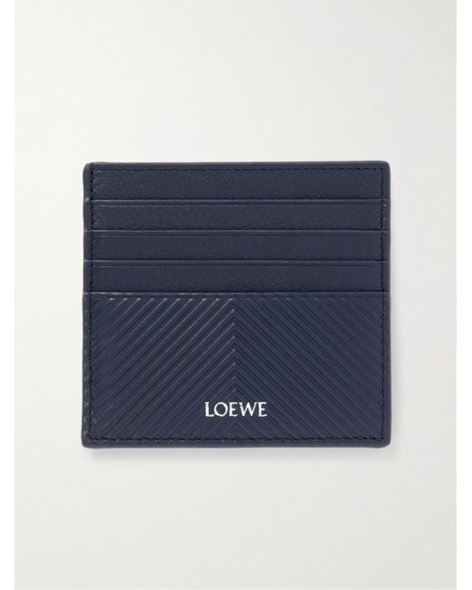 Loewe Blue Logo-Print Debossed Leather Cardholder for men