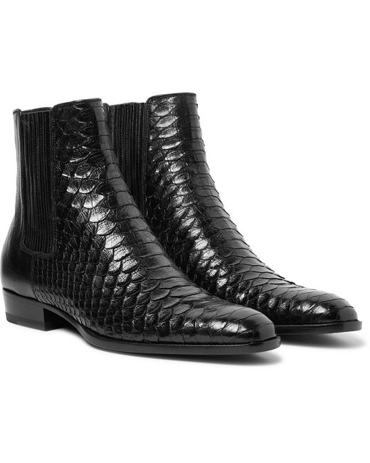 Saint Wyatt Python And Leather Chelsea Boots in Black for Men Lyst