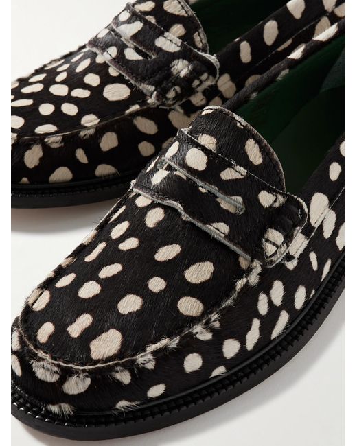 VINNY'S Black Yardee Printed Calf Hair Penny Loafers for men