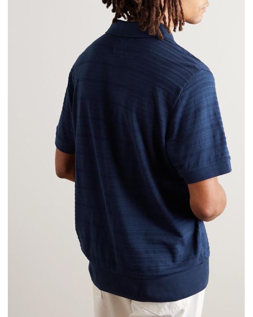 Oliver Spencer Glendale schmal geschnittenes Polohemd aus Rippstrick in Blue für Herren