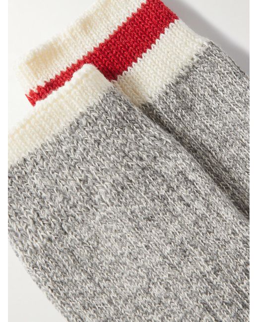 Beams Plus Rag Set aus zwei Paar Socken aus einer Baumwollmischung in Rippstrick mit Streifen in White für Herren