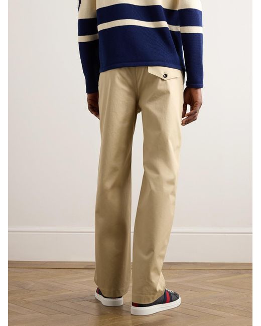 Gucci Natural Straight-leg Cotton-twill Trousers for men