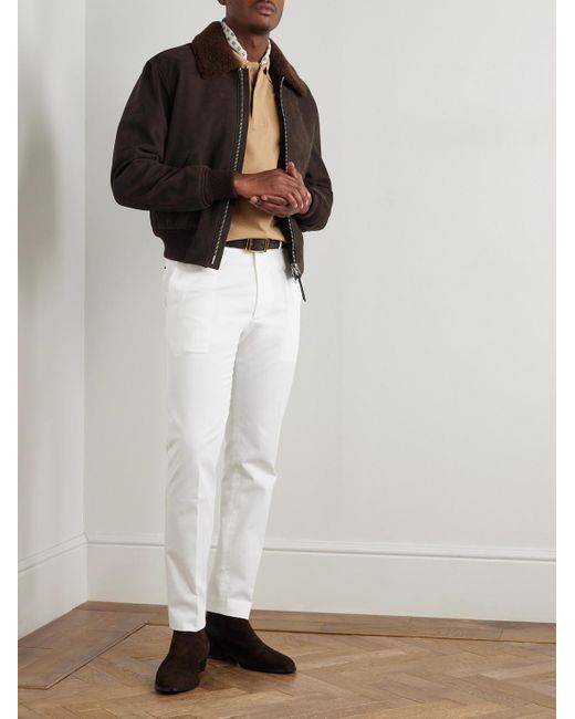 Tom Ford Brown Shearling Bomber Jacket for men