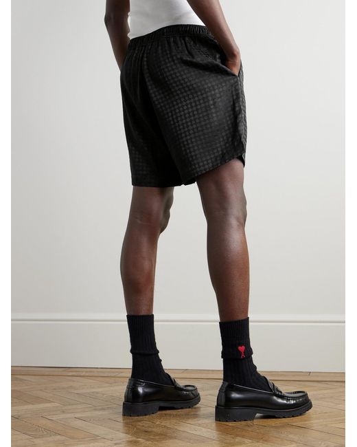 Amiri Black Straight-Leg Jacquard Drawstring Shorts for men