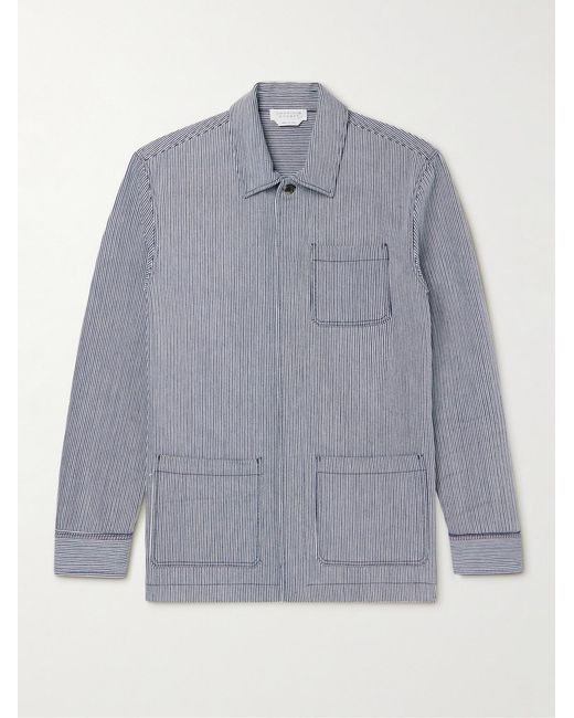 Gabriela Hearst Gray Silas Striped Cotton Overshirt for men