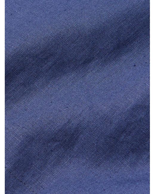 Loro Piana Blue Linen Half-Zip Jacket for men