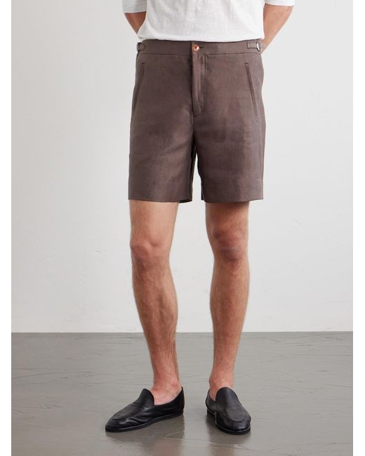 God's True Cashmere Purple Straight-Leg Linen-Twill Shorts for men