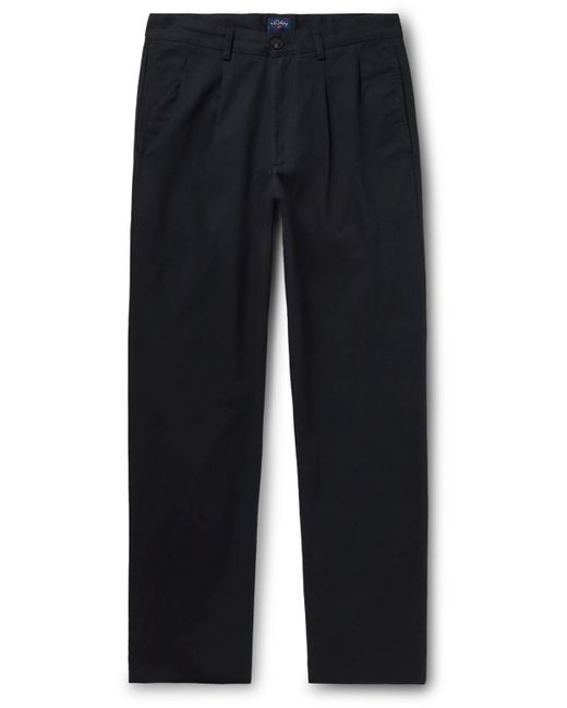 Noah NYC Blue Straight-leg Pleated Cotton-twill Trousers for men