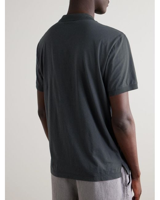James Perse Black Luxe Lotus Cotton-Jersey Polo Shirt for men