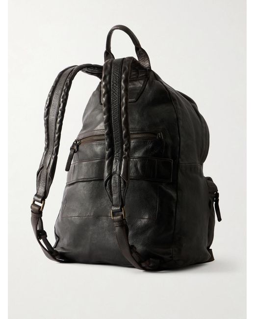 Officine Creative Black Ignis Leather Backpack for men