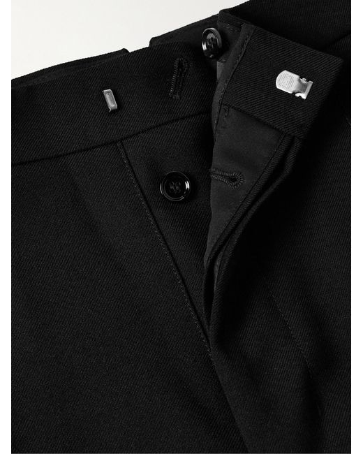 AMI Black Wide-Leg Pleated Virgin Wool-Gabardine Trousers for men