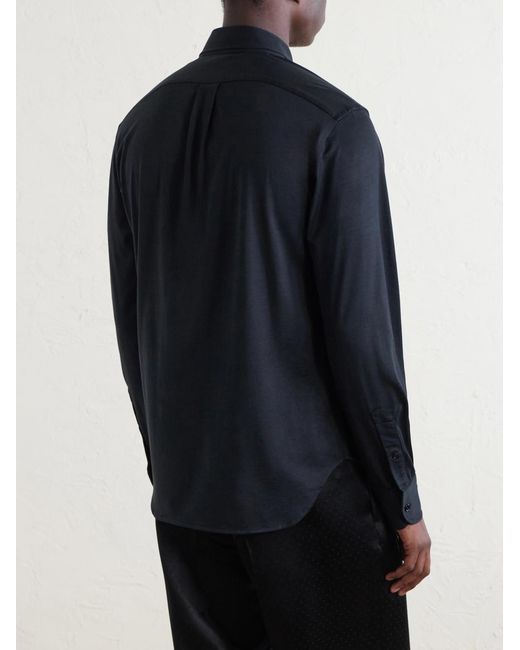 Tom Ford Blue Silk And Cotton-Blend Shirt for men