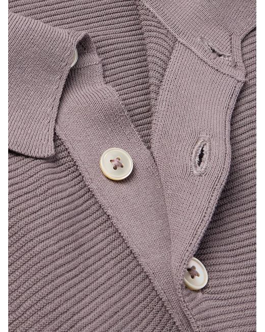 Eleventy Purple Slim-Fit Ribbed Cotton Polo Shirt for men