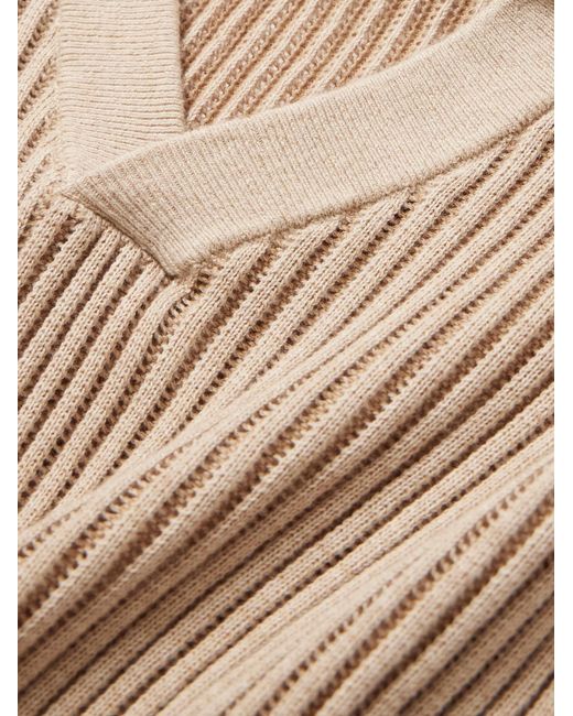 Frescobol Carioca Natural Rino Ribbed-Knit Cotton-Blend Polo Shirt for men