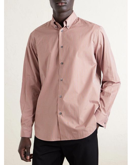 Paul Smith Pink Button-down Collar Checked Cotton-poplin Shirt for men
