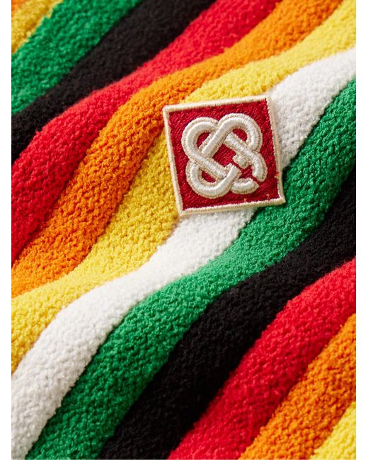 Casablancabrand Multicolor Camp-collar Logo-appliquéd Striped Cotton-blend Terry Shirt for men