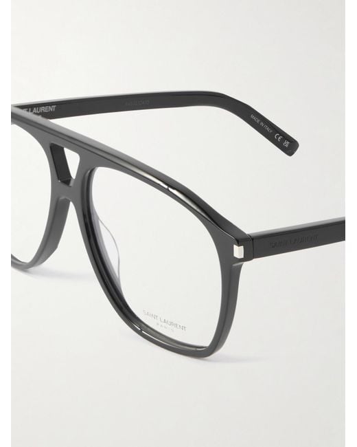 Saint Laurent Black Aviator-Style Acetate Optical Glasses for men