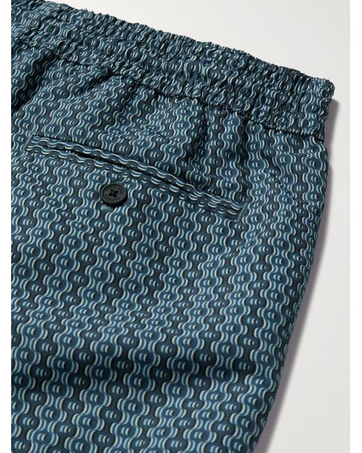 Frescobol Carioca Blue Slim-fit Short-length Printed Recycled Swim Shorts for men