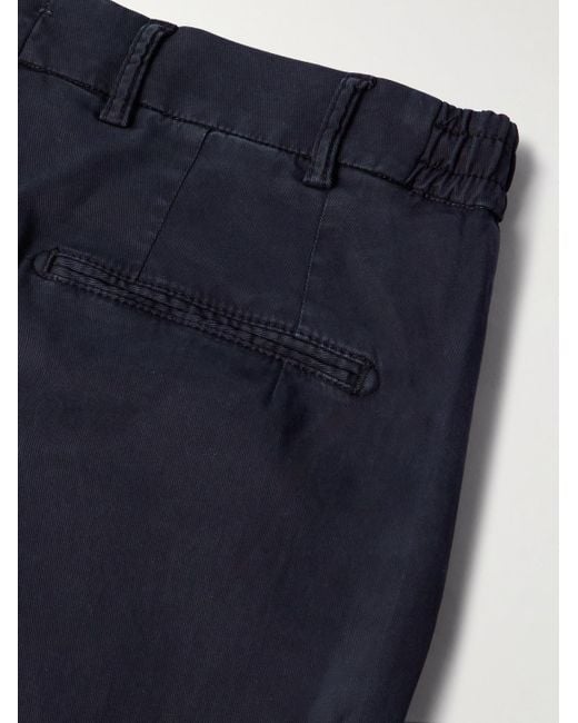 Pantaloni chino a gamba dritta in twill di misto lyocell e cotone stretch di Thom Sweeney in Blue da Uomo