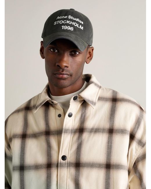 Logo-Embroidered Cotton-Twill Baseball Cap di Acne in Black da Uomo