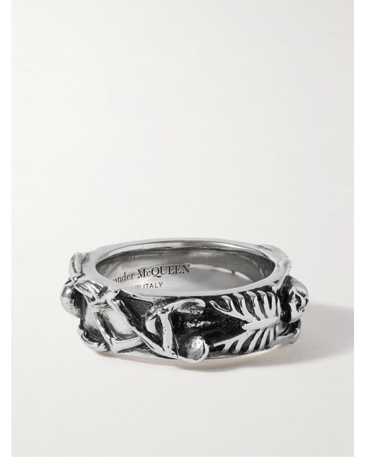 Alexander McQueen Gray Silver-tone Ring for men