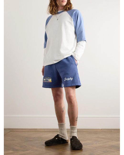 Shorts a gamba dritta in jersey di cotone con logo applicato e coulisse di CHERRY LA in Blue da Uomo