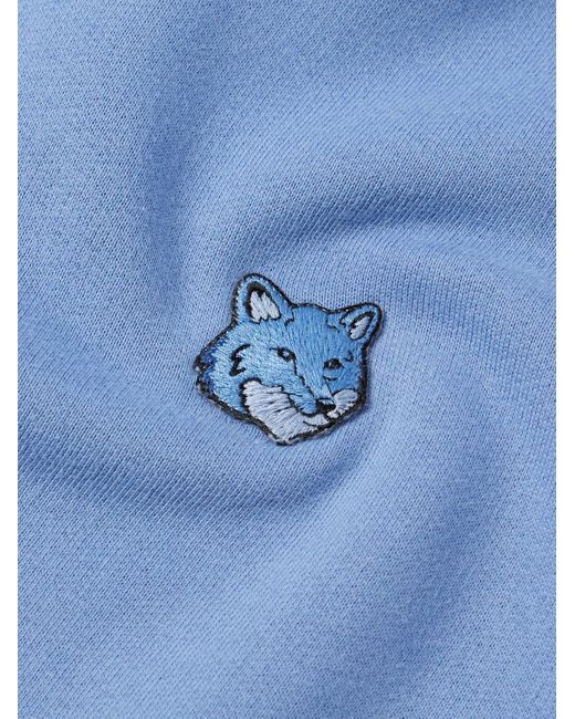 Felpa in jersey di cotone con logo applicato e mezza zip di Maison Kitsuné in Blue da Uomo
