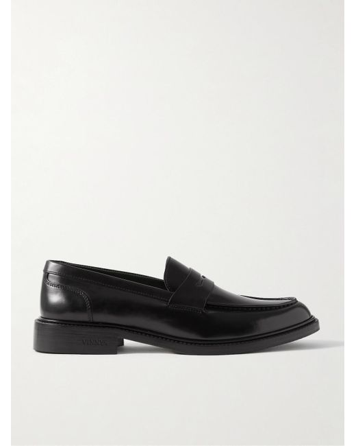 VINNY'S Black Townee Leather Penny Loafers for men