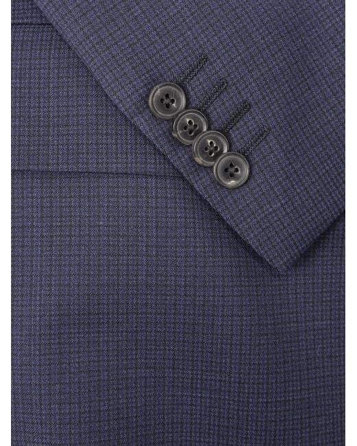 Paul Smith Blue Slim-Fit Checked Wool Suit Jacket for men
