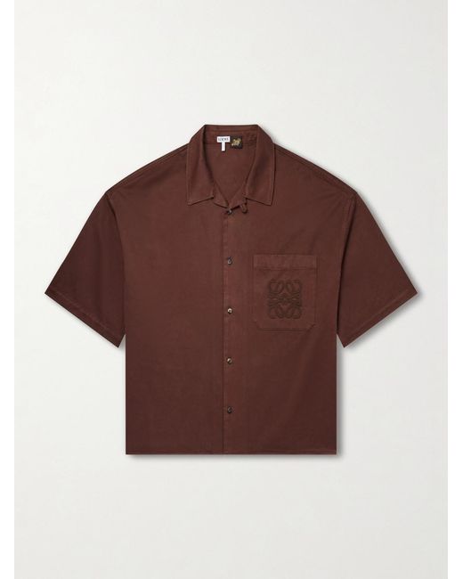 Loewe Brown Paula's Ibiza Logo-Embroidered Cotton Shirt for men
