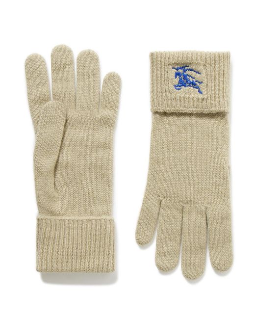 Burberry Natural Logo-embroidered Cashmere-blend Gloves for men