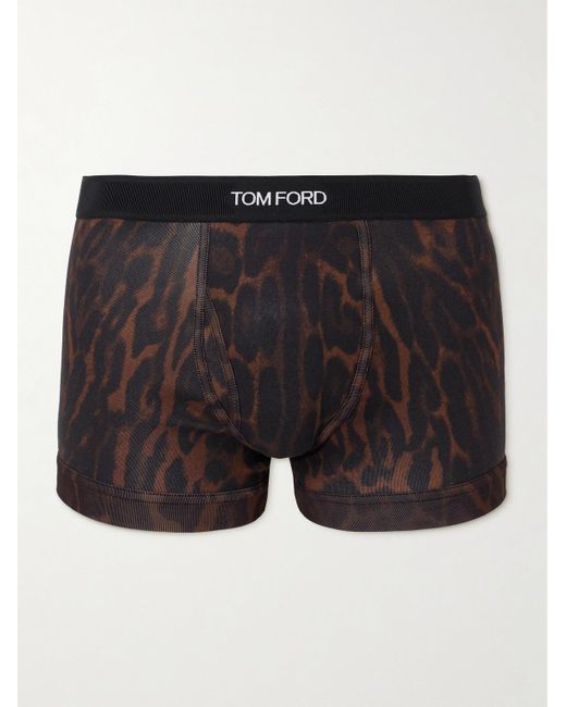 Tom Ford Black Leopard-print Stretch-cotton Boxer Briefs for men